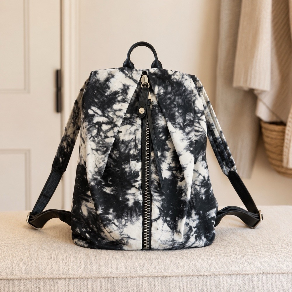 Aimee Kestenberg Vanilla & Black Tie Dye Tamitha Backpack - Picture 1 of 14